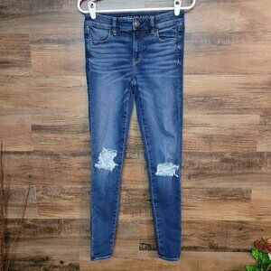 American Eagle Jeans 4 L Next Level Stretch Jegging Low Rise Medium Dark Denim